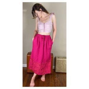 Country Wear Casuals Vintage Pink Skirt with Sheer Bottom